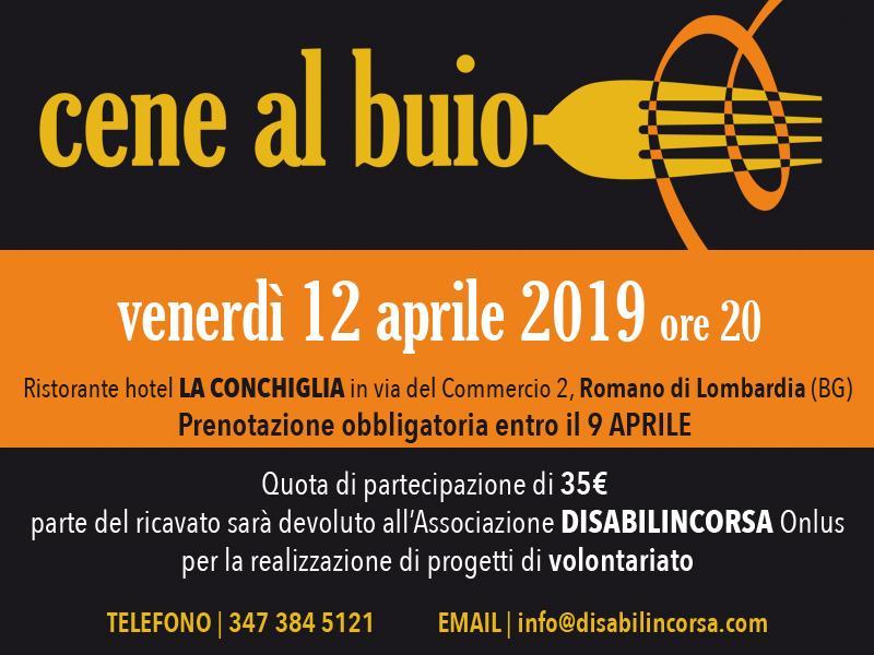 Al momento stai visualizzando Cena al buio, venerdì 12 aprile 2019