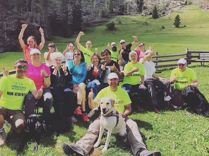 gruppo Disabilincorsa alla settimana verde in Val di Fassa
