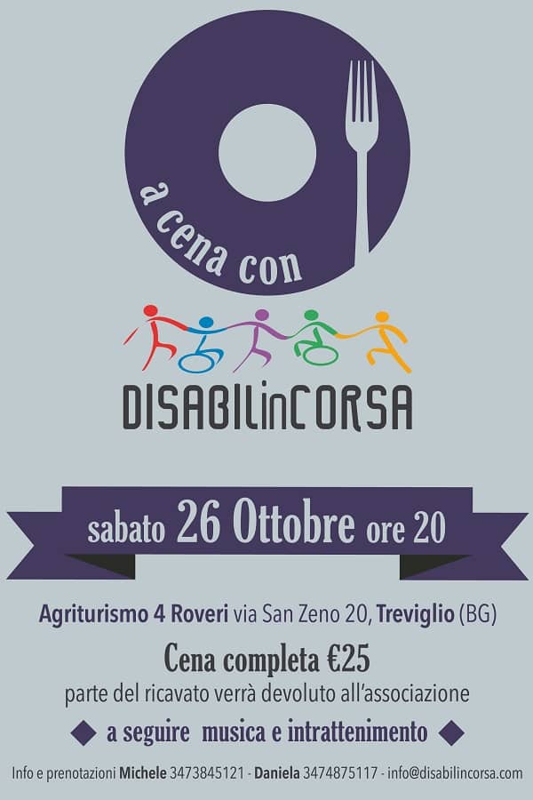 locandina cena di beneficenza 26 ottobre 2019